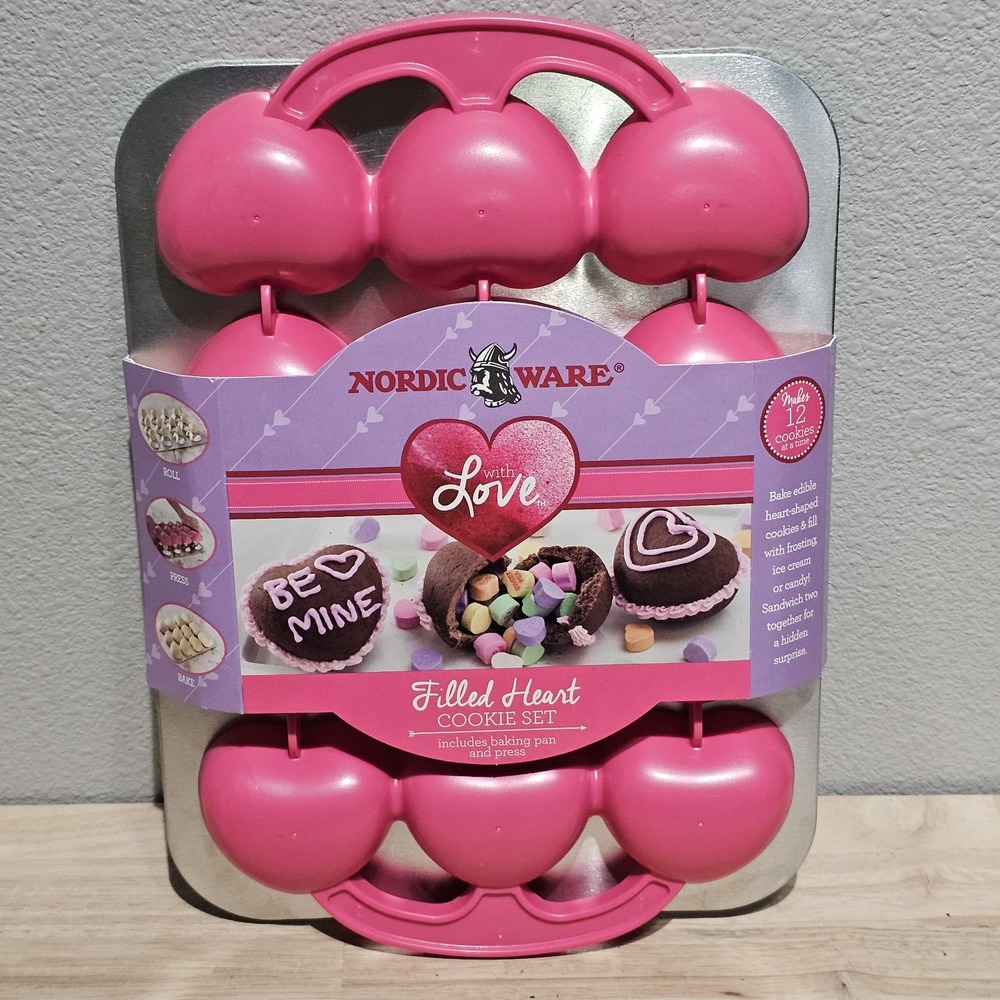New Nordicware With Love 12 Filled Heart Cookie Cake Tray Set Valentine's Day